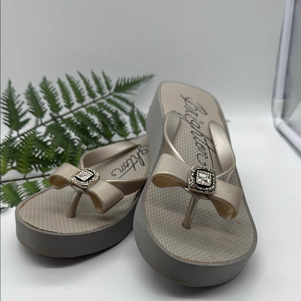 Brighton Cream Gray Sandals with Wedge Heel